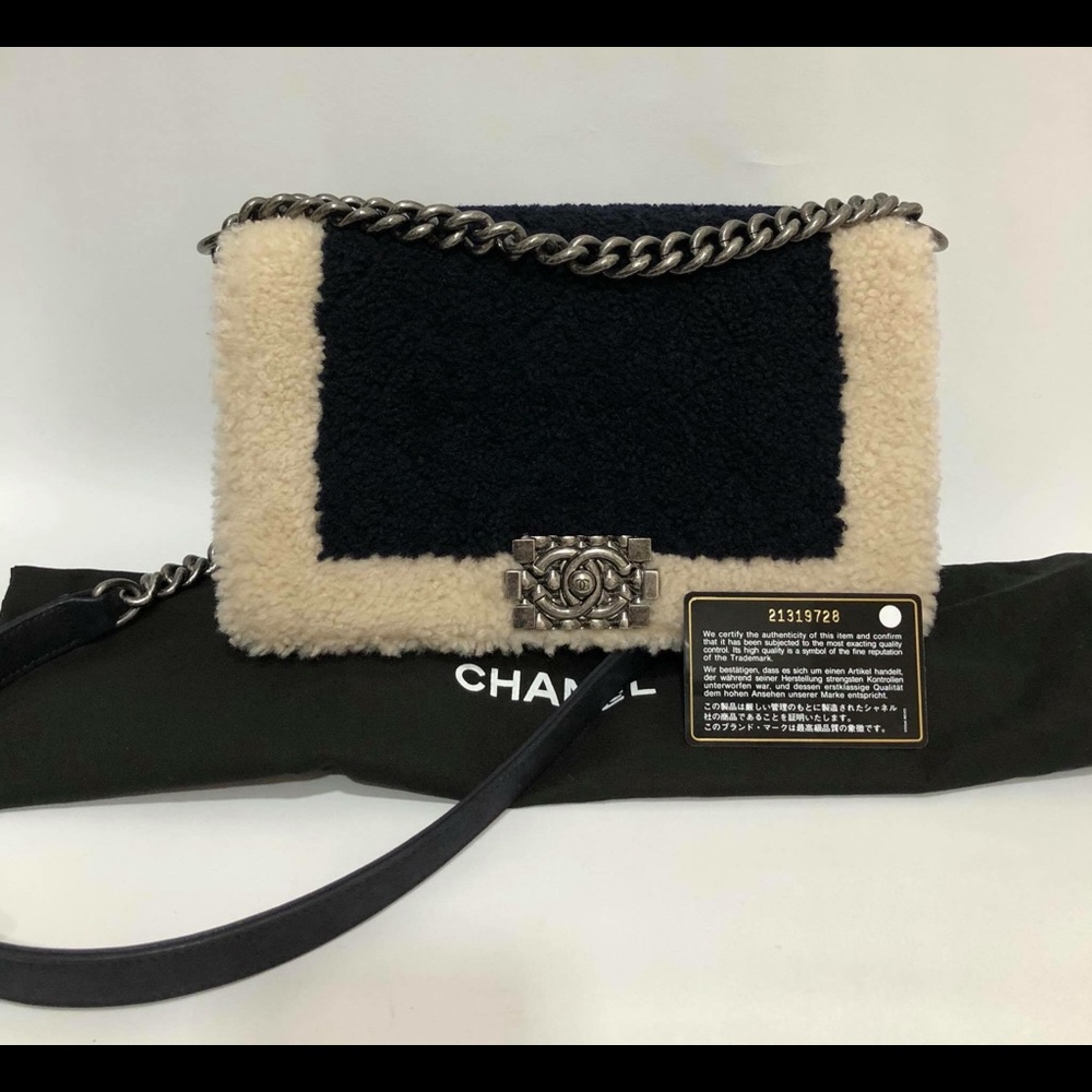 New Authentic Chanel Boy Shearling